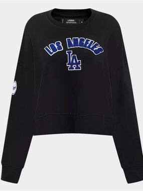 Dodgers Black Cropped Sweatshirt